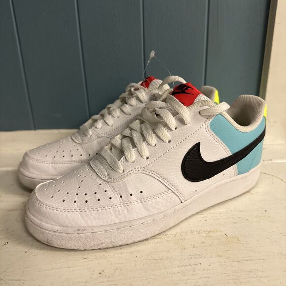 Nike Court Vision Low Trainers Multi Color Block Womens Size 8.5 US‎ White Teal - Picture 2 of 12